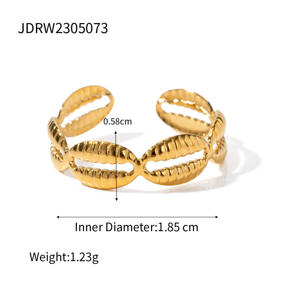 18K Gold Summer Seashell Band Ring