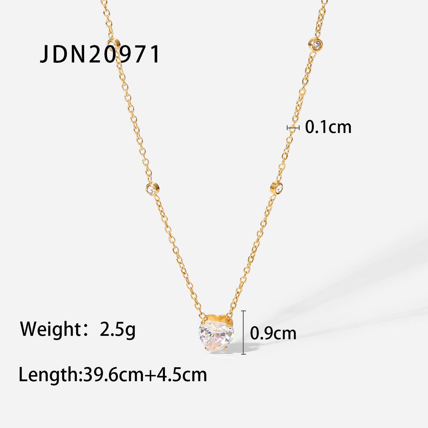18K Gold Dainty Starry Heart CZ Pendant Necklace
