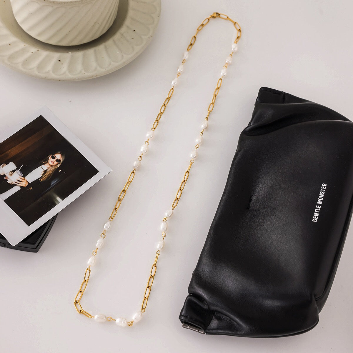 18K Gold Freshwater Pearl Long Chain Necklace