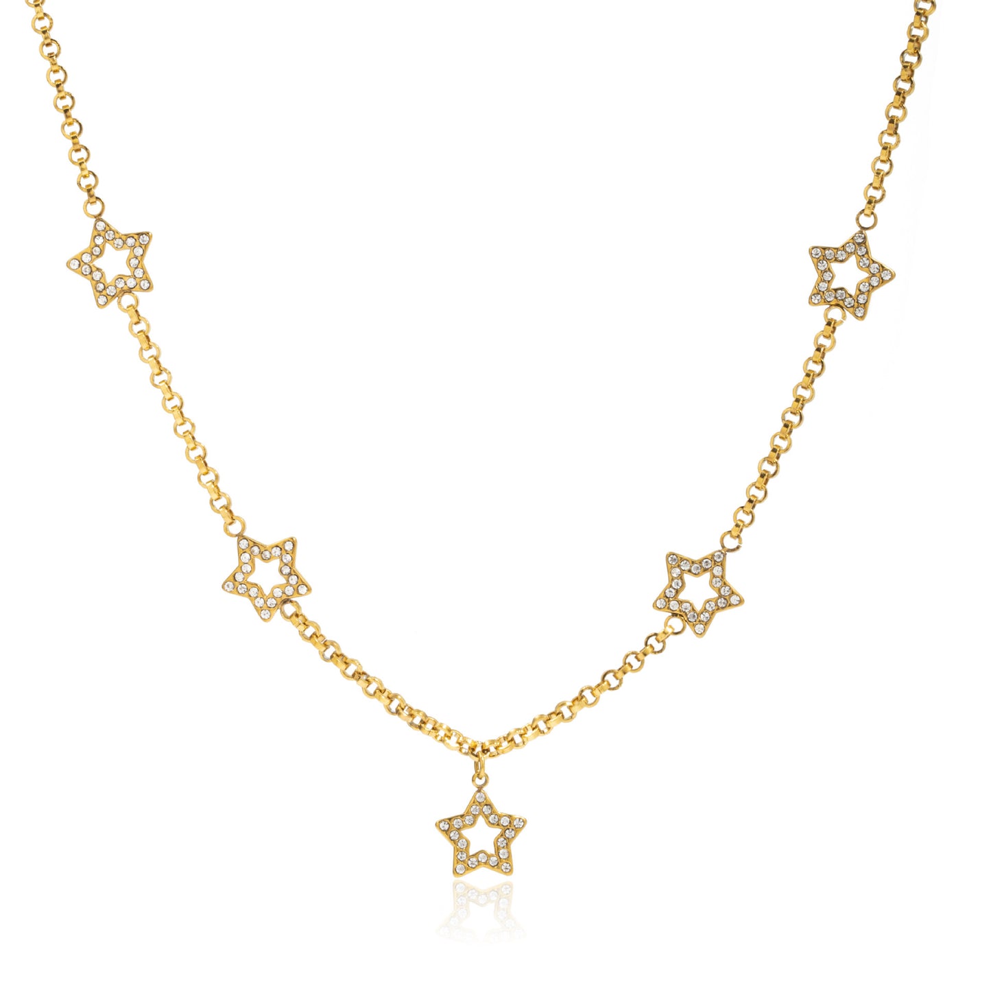18K Gold Bling Star Chain Statement Necklace
