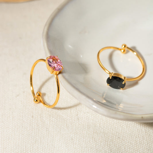 18K Gold Classic Gemstone Stacking Ring