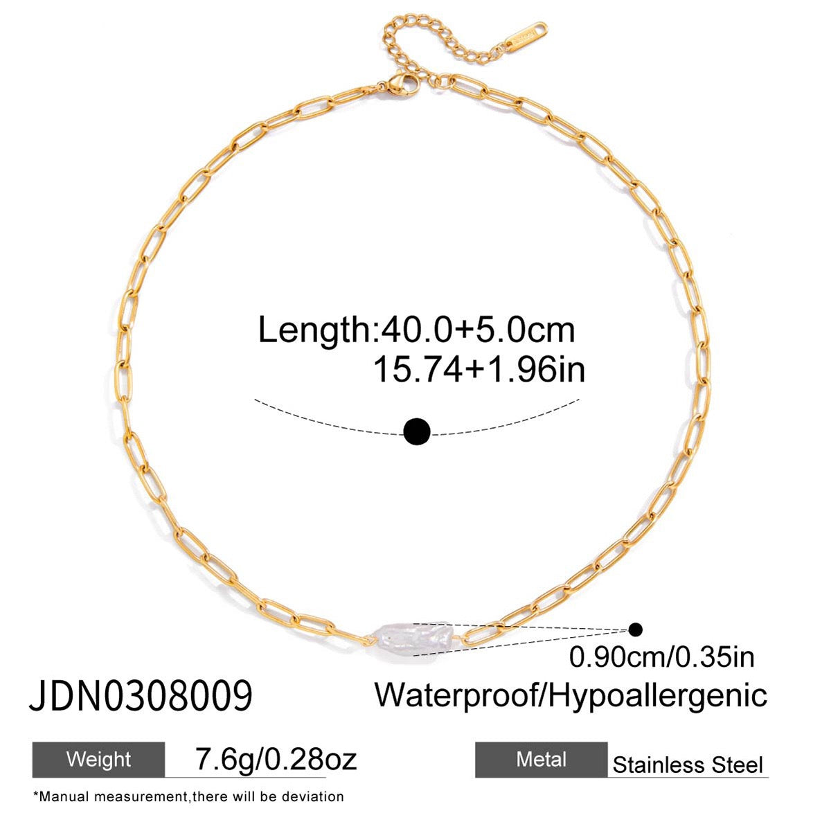 18K Gold Soft Touch Pearl Pendant Paperlicp Chain Layered Necklace Set