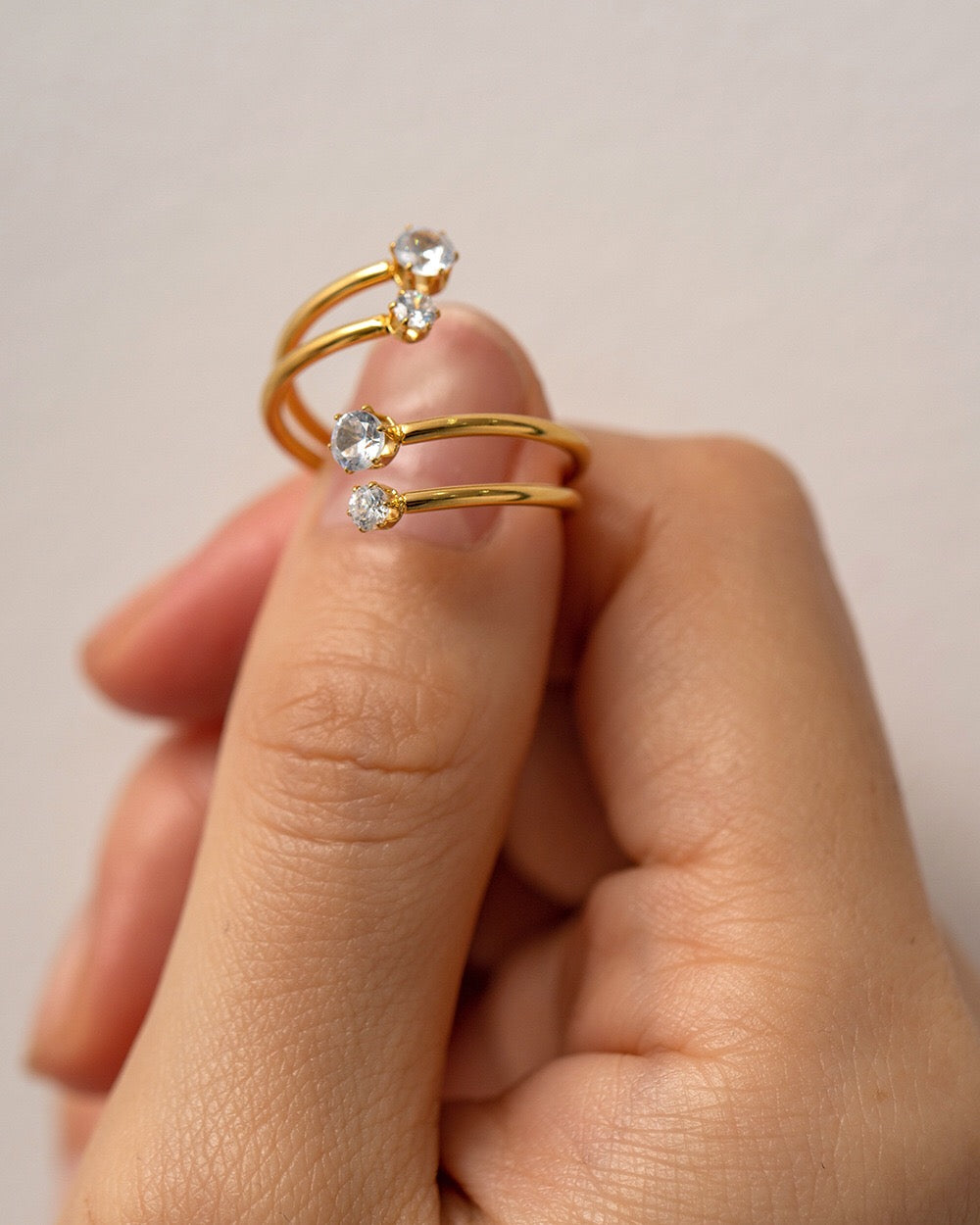 18K Gold Wandering Stars Cuff Ring