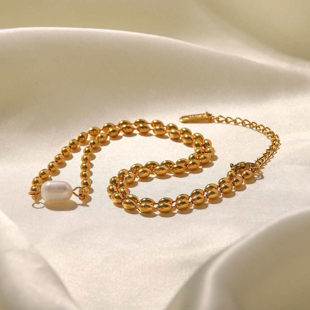 18K Gold Pearl Beaded Bracelet