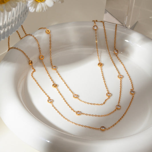 18K Gold Star Sprinkle Chain Layered Necklace Choker