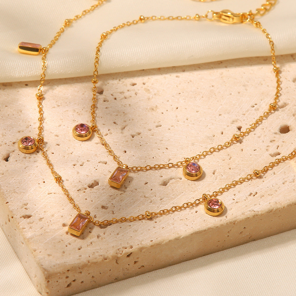 18K Gold Pink Sprinkle Bracelet