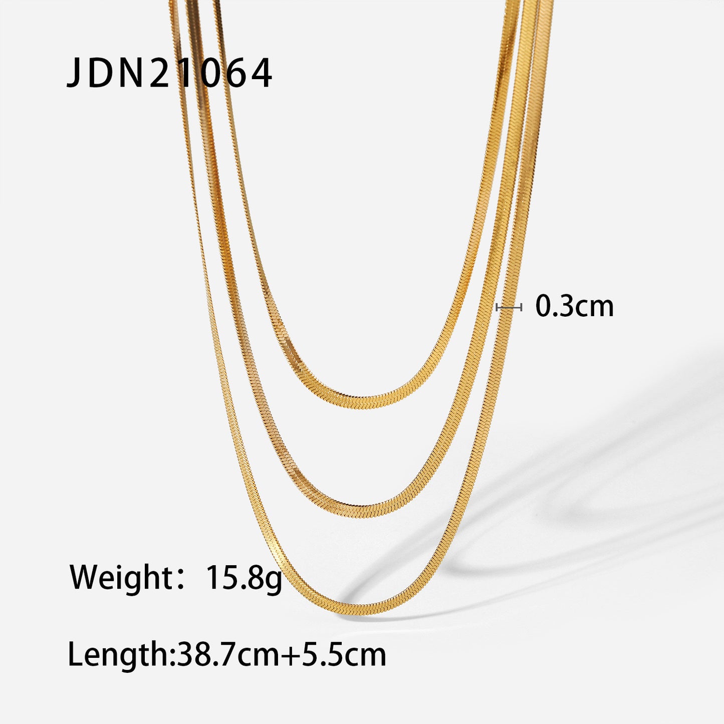 18K Gold Herringbone Snake Chain Layered Necklace Set
