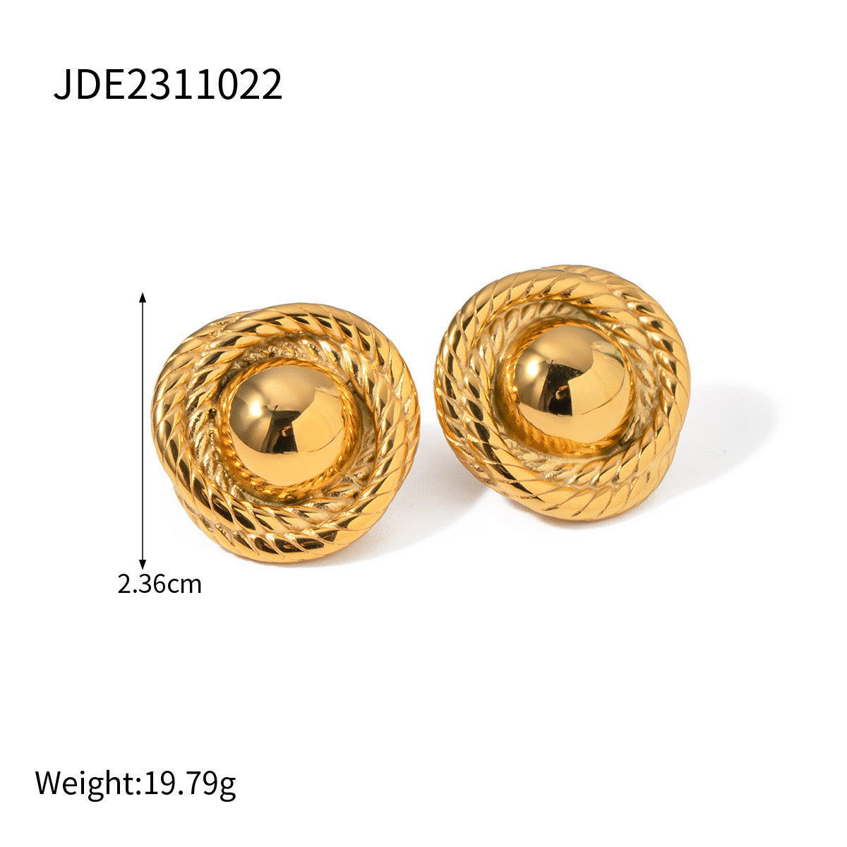 18K Gold Swirl Flower Statement Stud Earrings