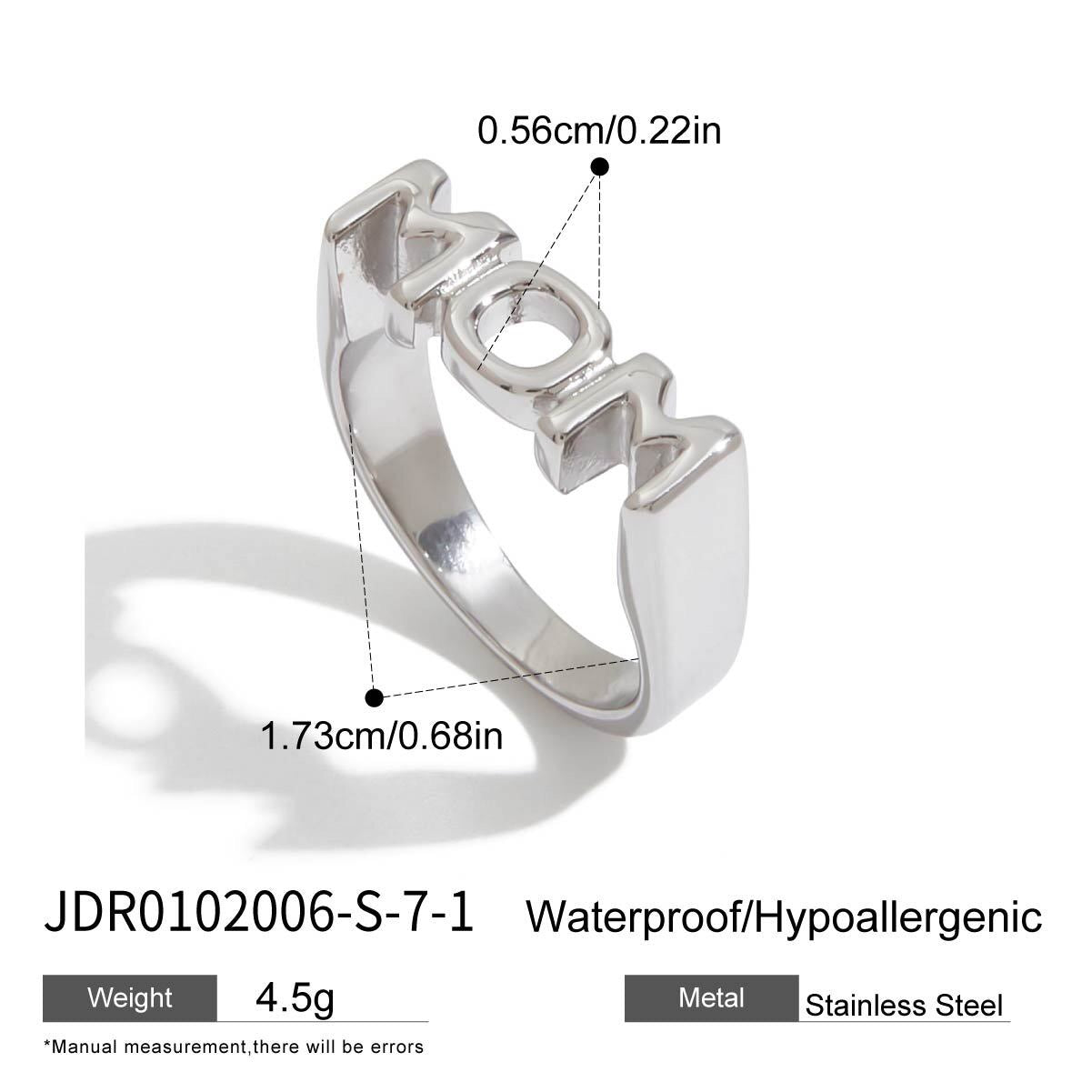 18K Gold MOM DAD BRO Letter Stacking Ring