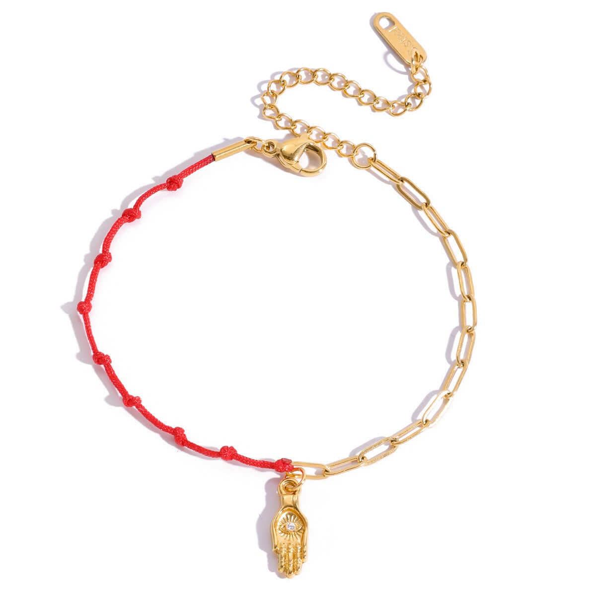 18K Gold Grace Knot Red String Lucky Charm Dainty Bracelet