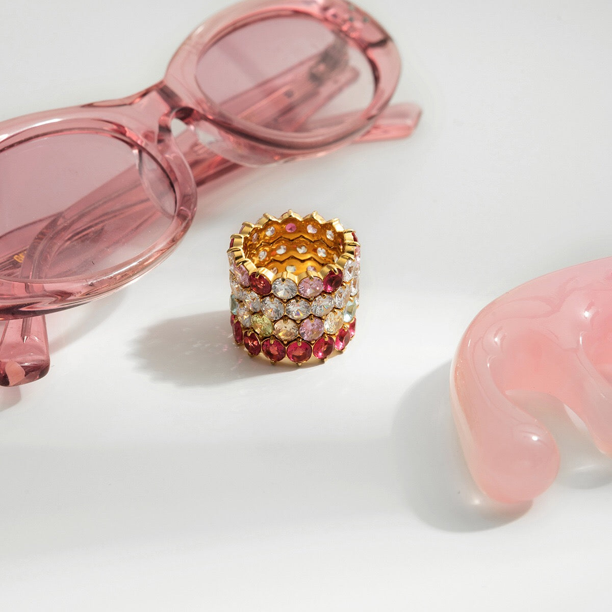 18K Gold Pink Affair Tennis Eternity Ring