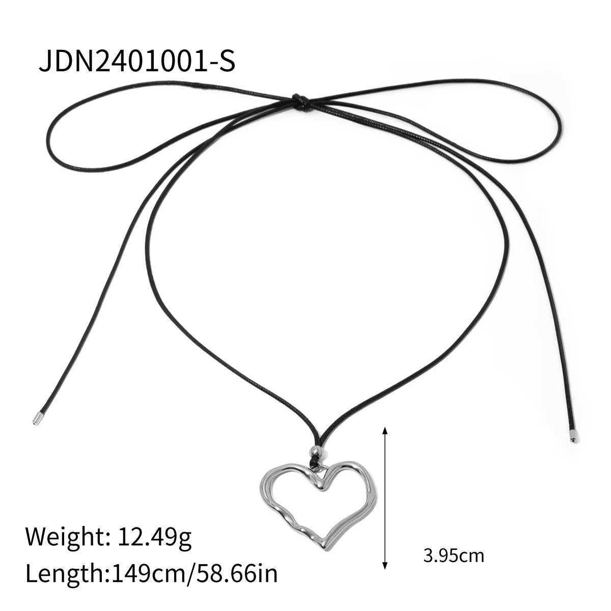 18K Gold Heart Statement Pendant Rope Necklace