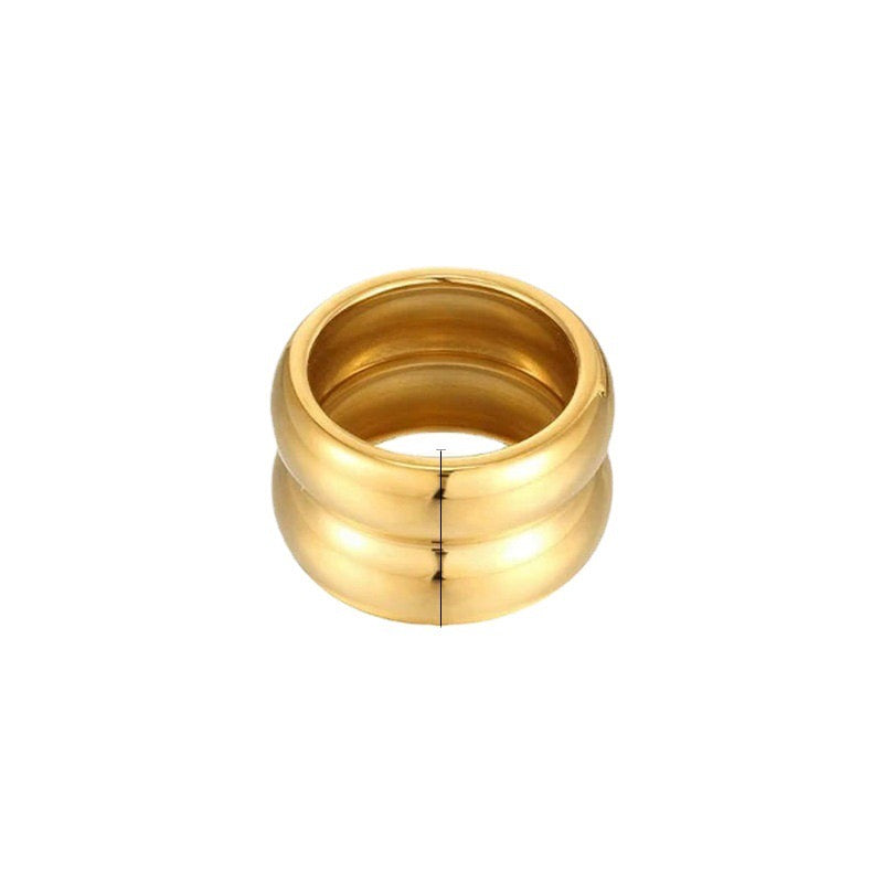 18K Gold Double Bubble Statement Band Ring