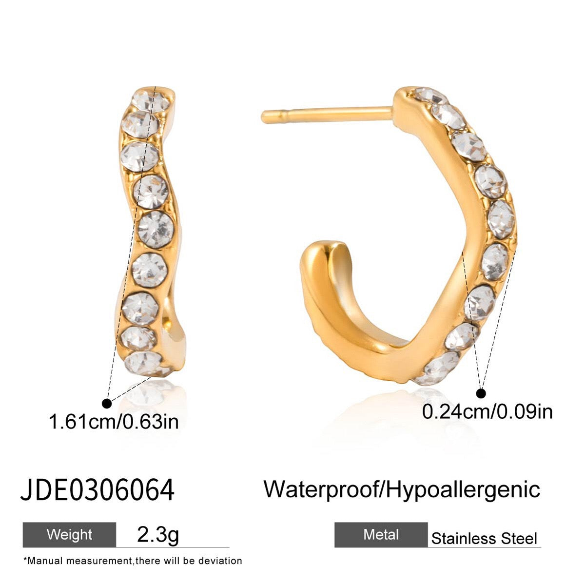 18K Gold Angel Wings Minimalist Bling Huggie Earrings Ear Cuff Set