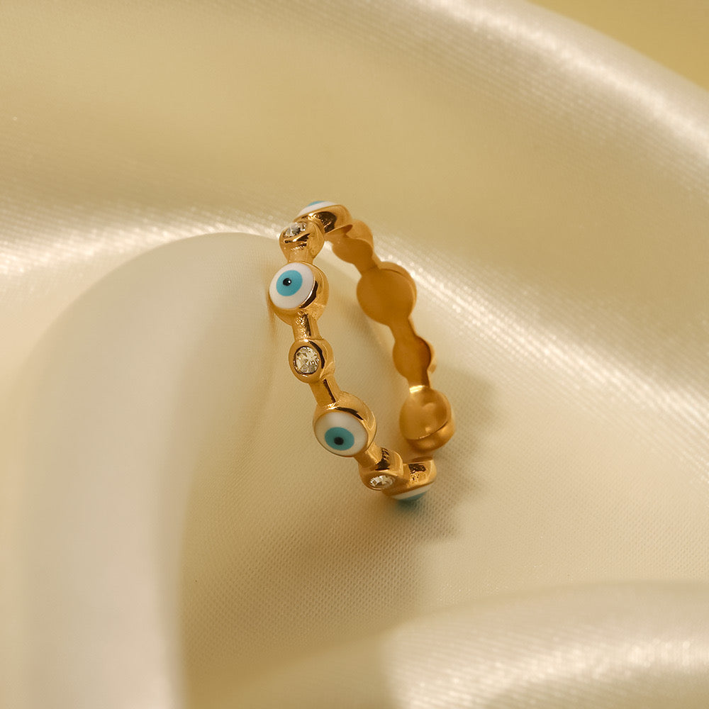 18K Gold Evil Eye Stacking Ring