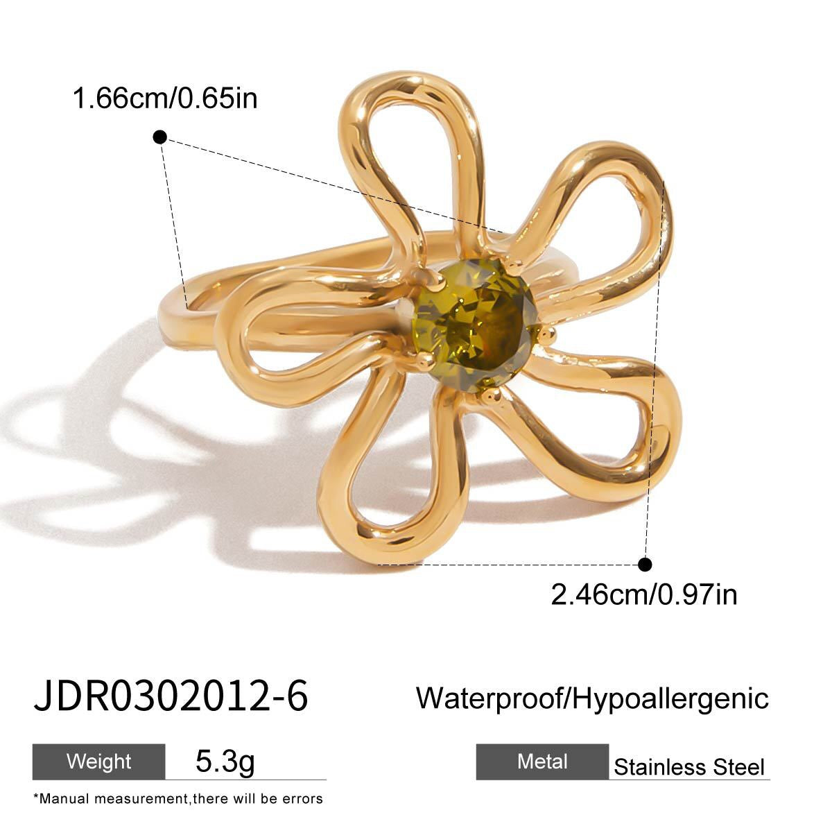 18K Gold Bejeweled Flower Statement Ring