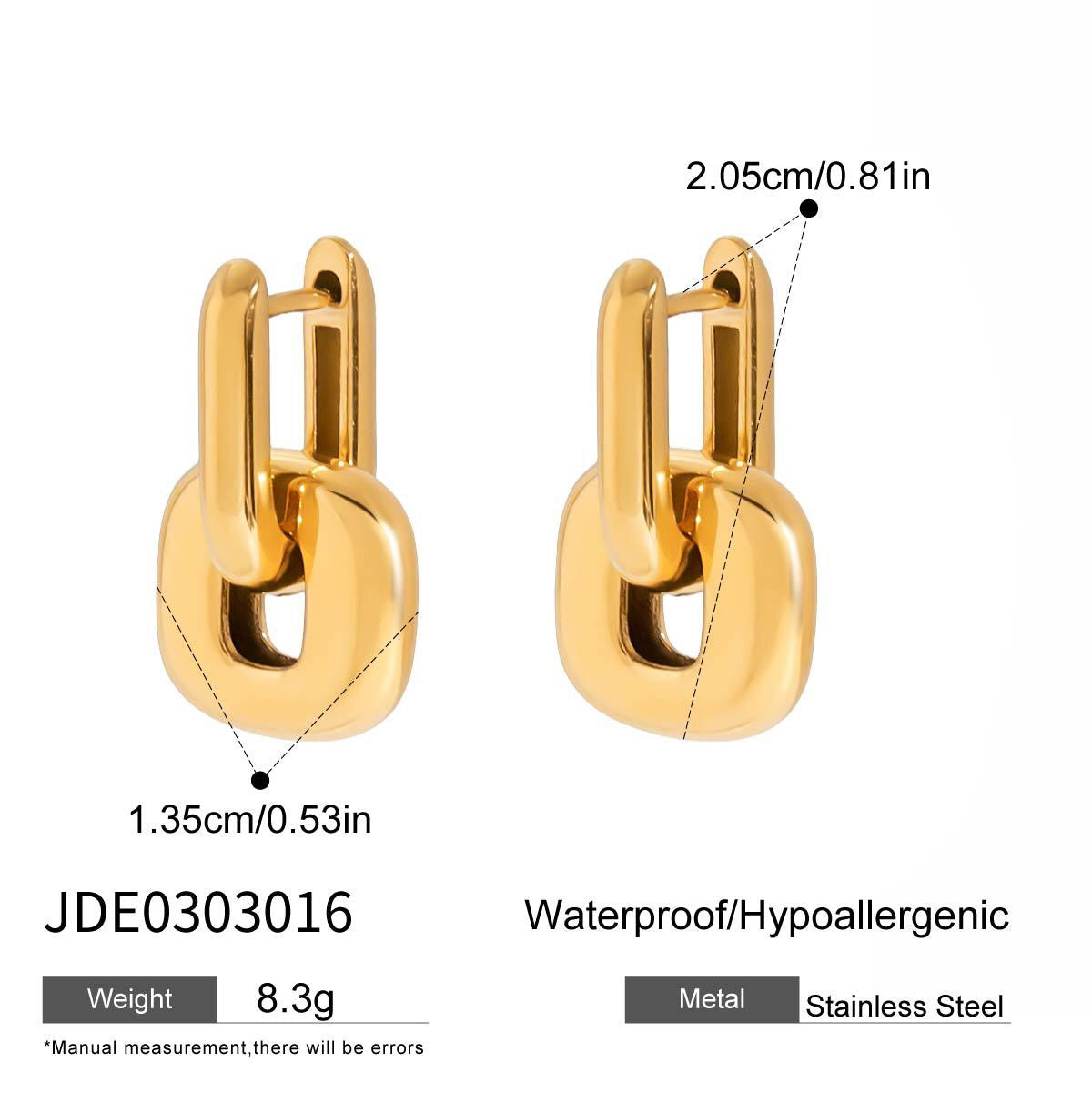 18K Gold Bold Link Statement Huggie Earrings