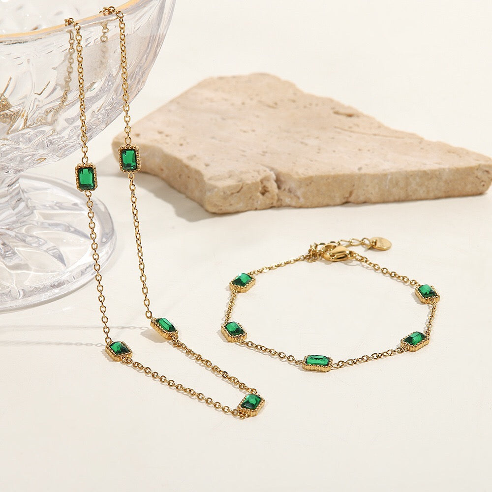 18K Gold Minimalist Emerald Bracelets