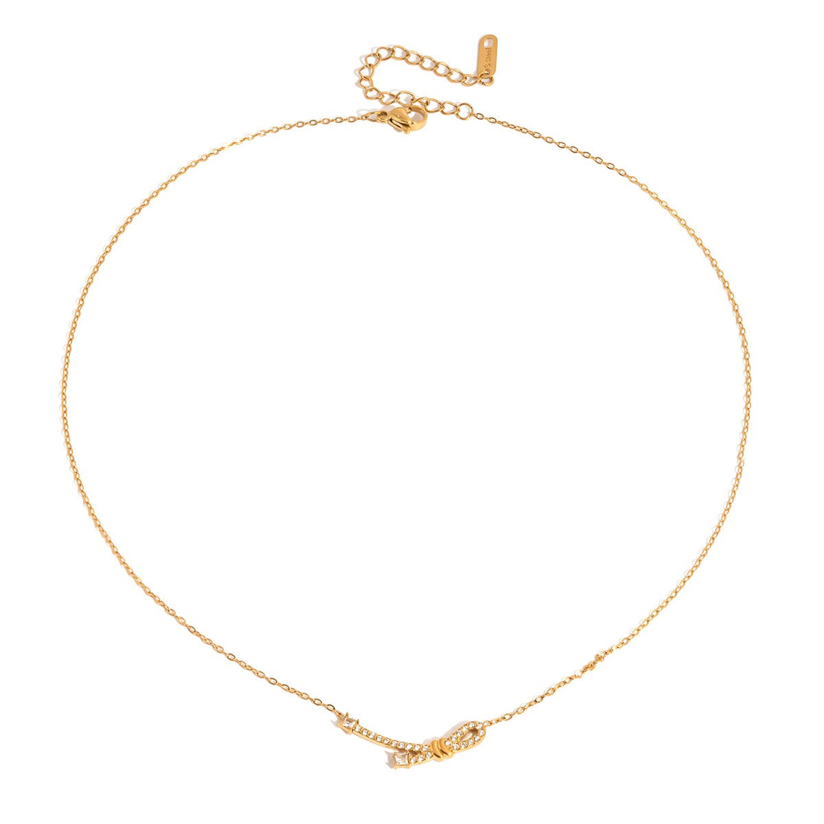 18K Gold The Promise Knot Pave Dainty Pendant Necklace