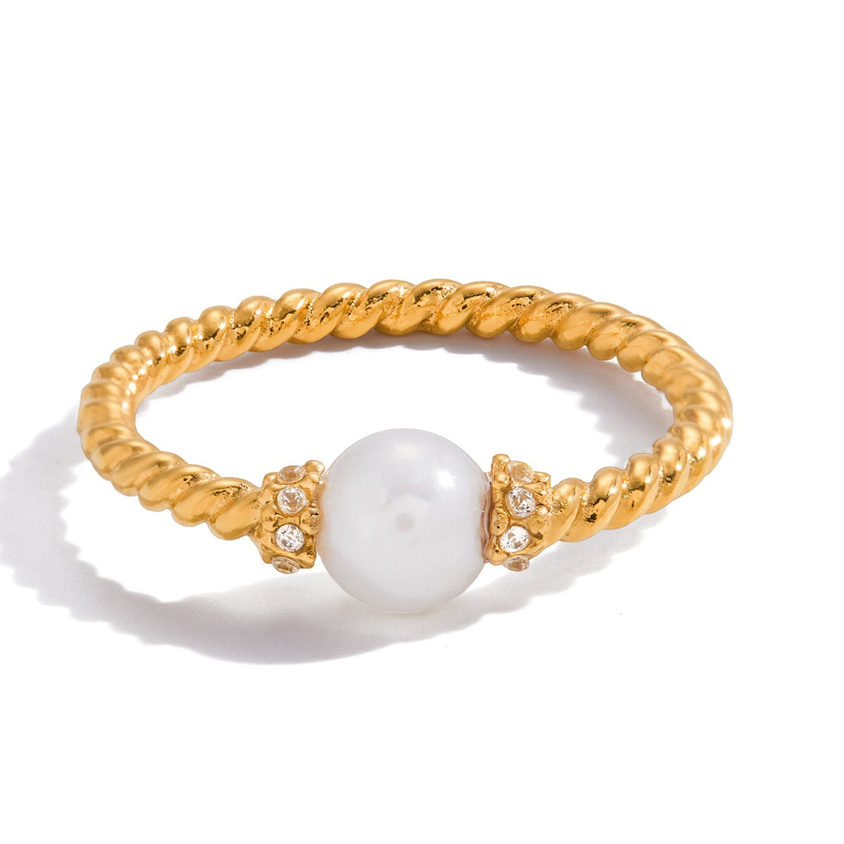 18K Gold Soft Temptation Simple Pearl Stacking Ring
