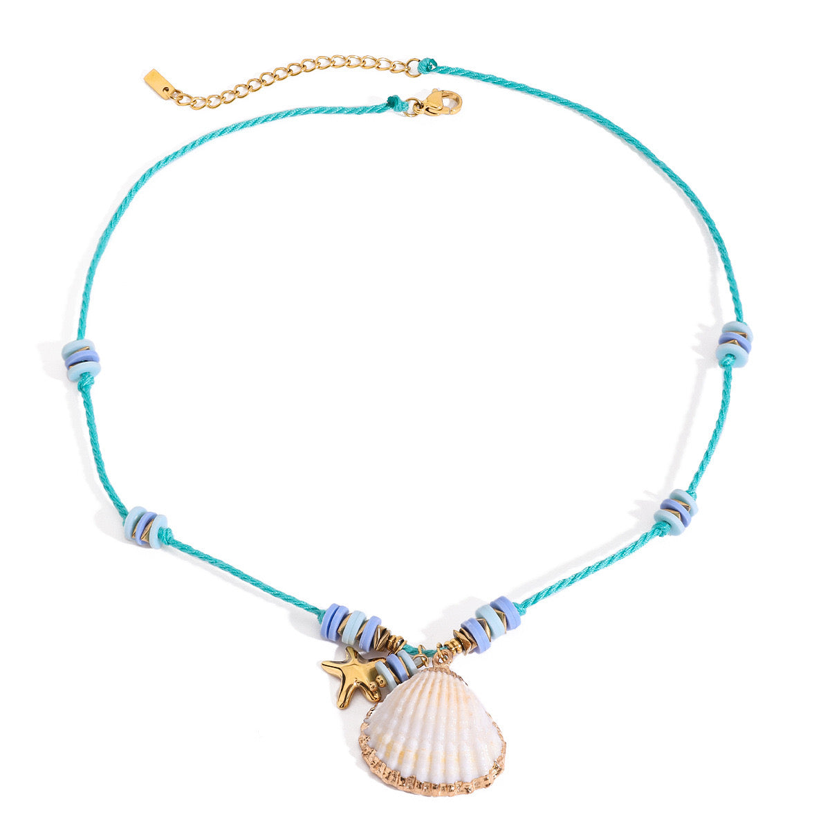 18K Gold Color String Ocean Themed Charm Necklace