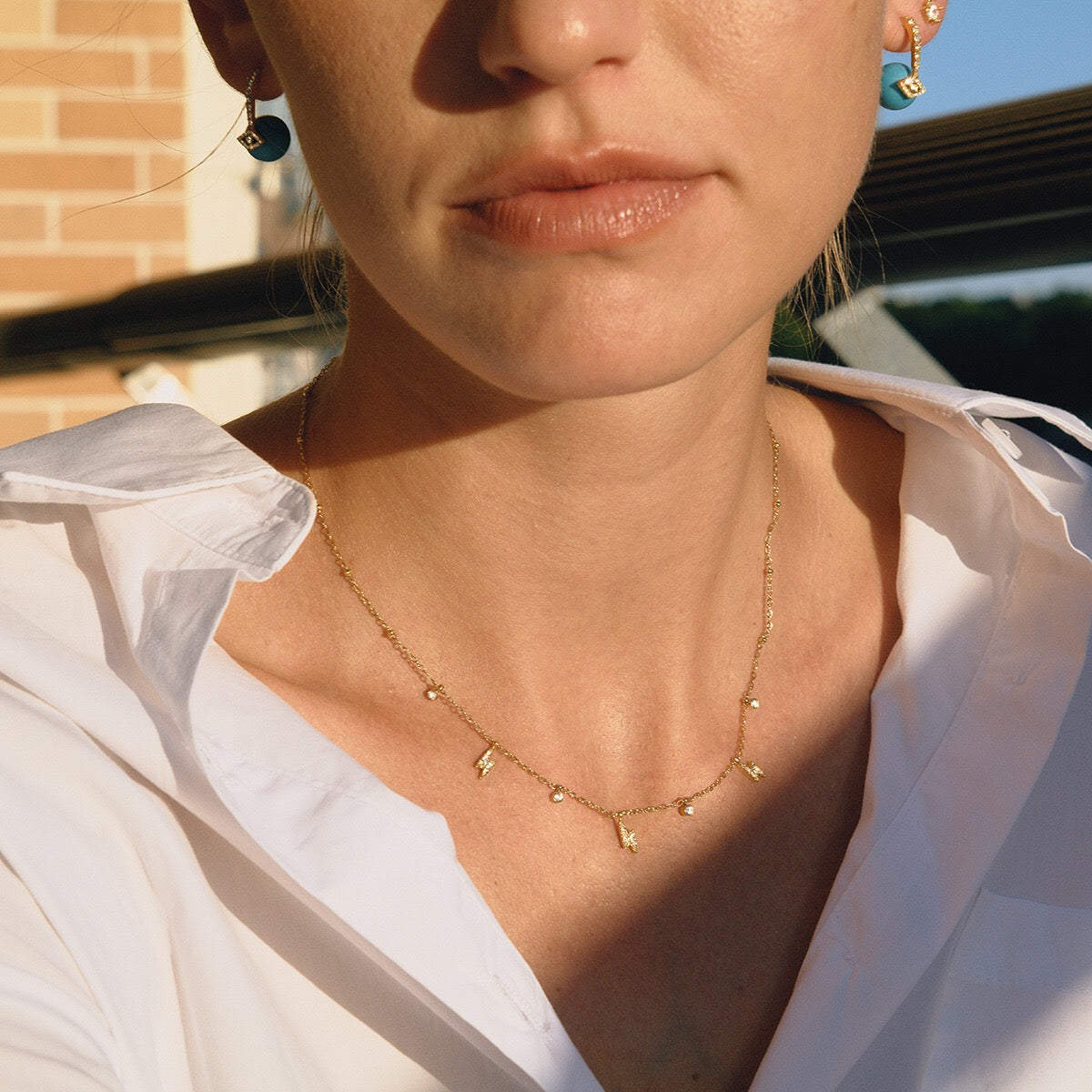 18K Gold Tempting Shimmer Heart Star Dainty Chain Necklace
