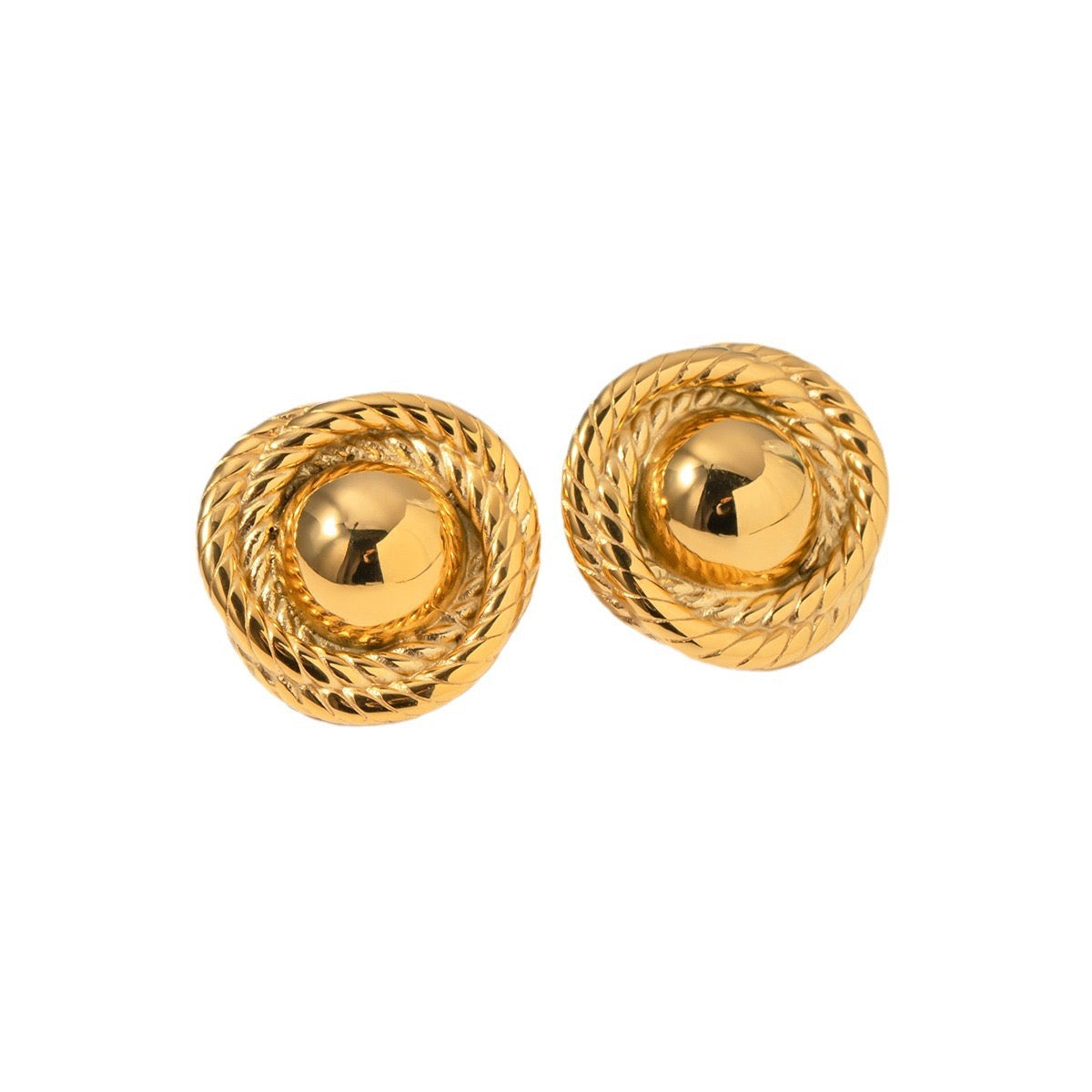 18K Gold Swirl Flower Statement Stud Earrings