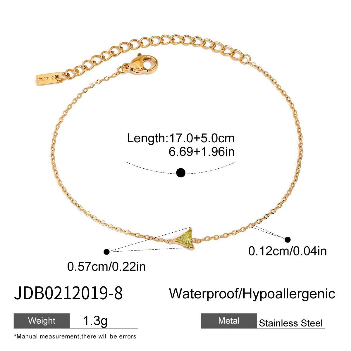 18K Gold Color Birthstone Dainty Chain Bracelet
