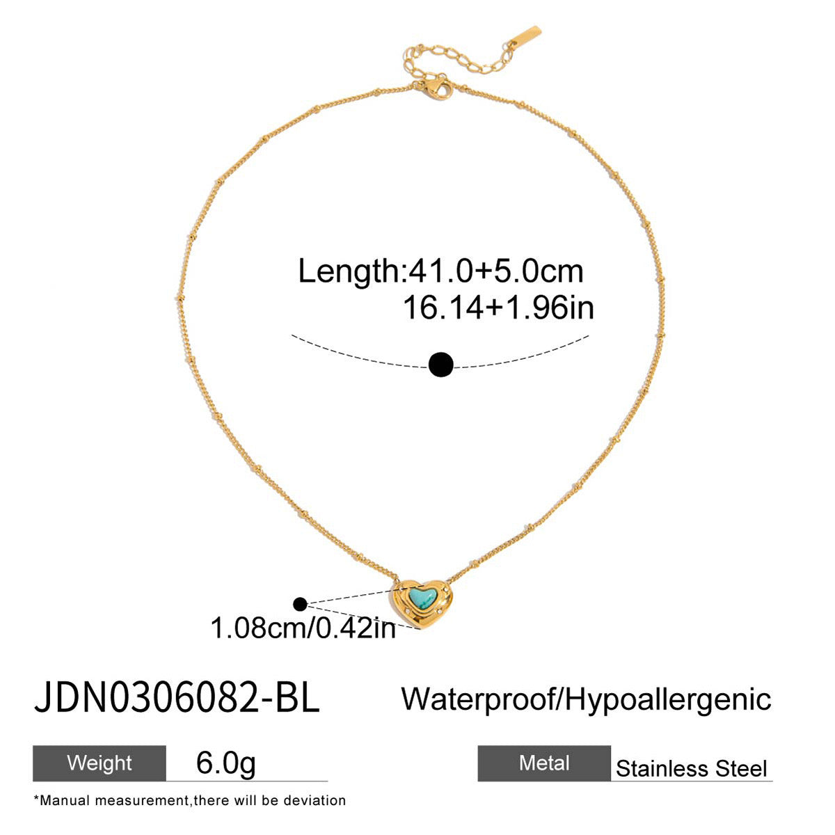 18K Gold Natural Stone Stars Adorned Dainty Heart Pendant Necklace