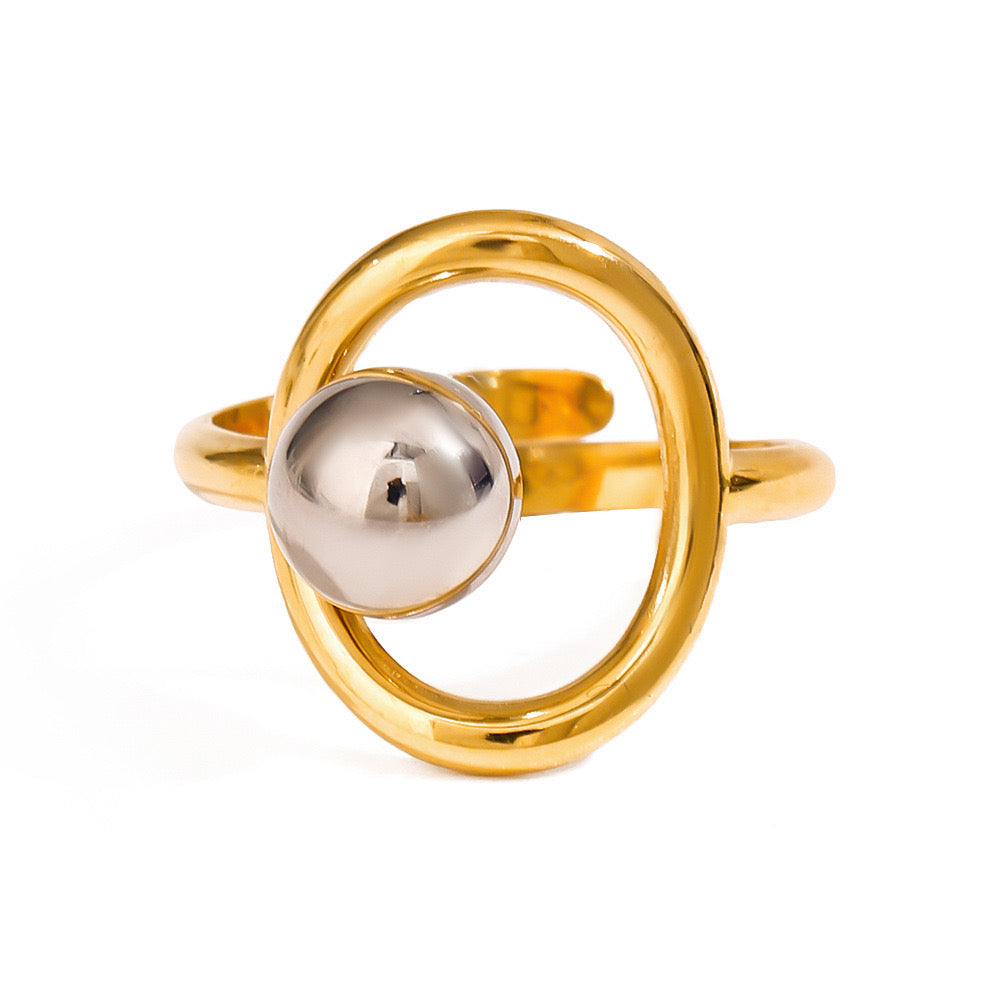 18K Gold and Silver Two Tone Comfort Zone Statement Ring
