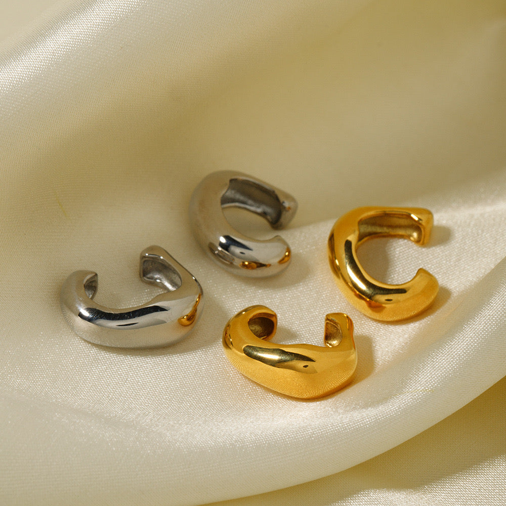18K Gold Trendy Huggie Ear Cuffs