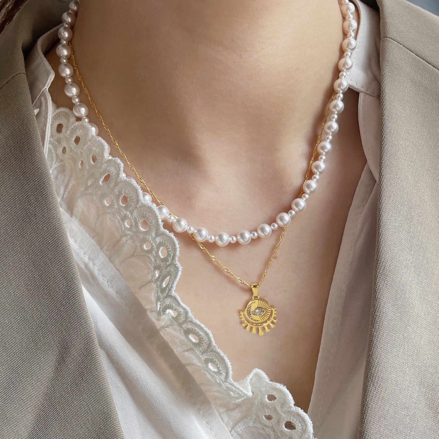 18K Gold Evil Eye Protection Pendant Necklace