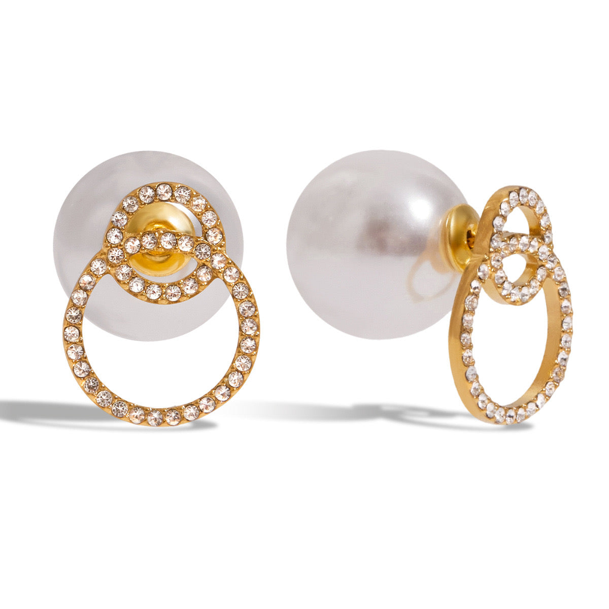 18K Gold Extra Bling Stud Earrings Ear Cuff Set