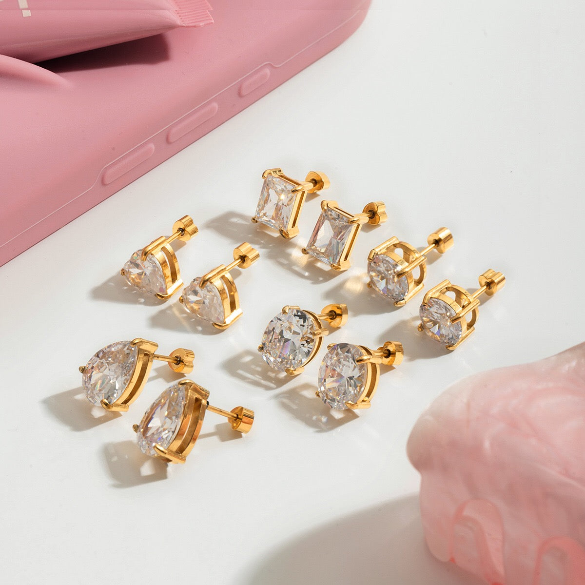 18K Gold Essential Elegance Flat Back Stud Earrings