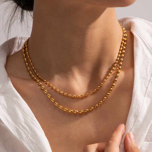 18K Gold Beaded Chain Layered Necklace