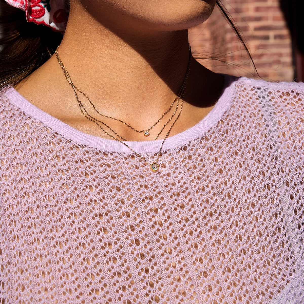 18K Gold Soft Spark Dainty Chain Layered Necklace Set