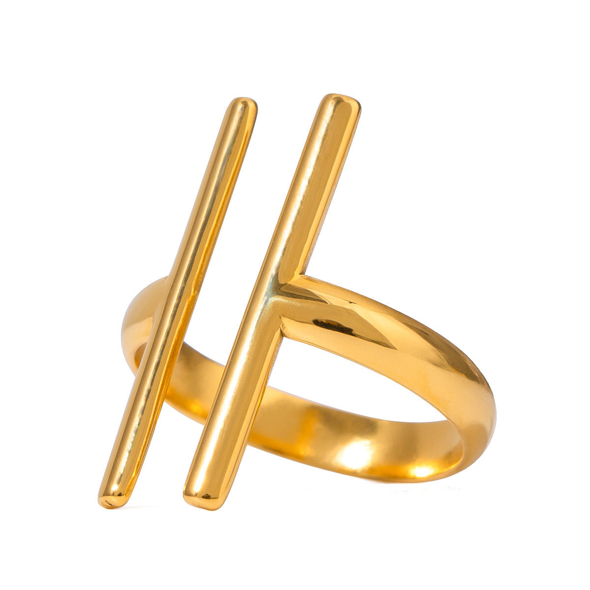 18K Gold Statement T Ring