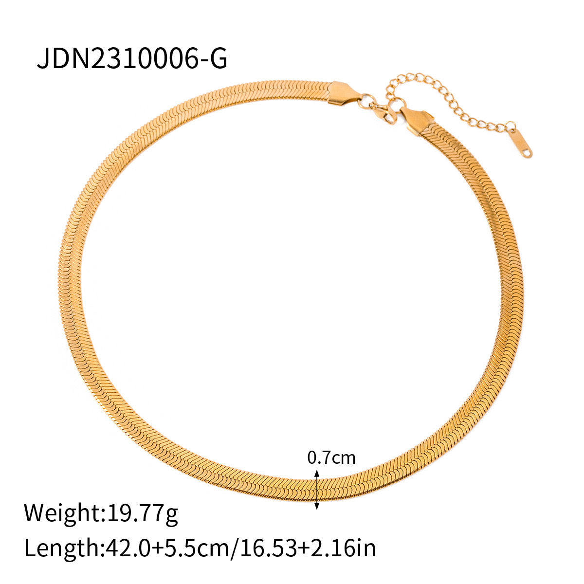 18K Gold Thick Herringbone Snake Chain Necklace