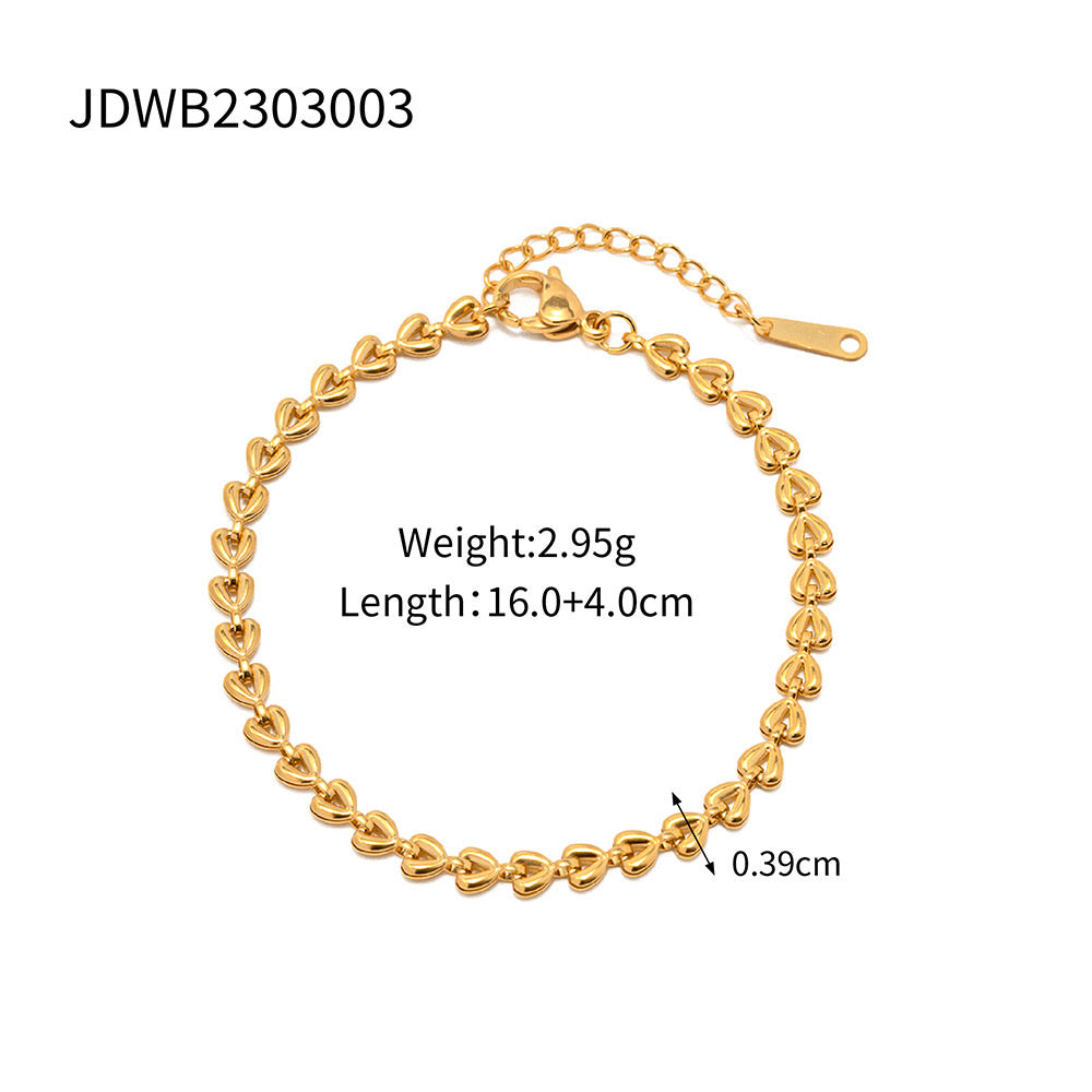 18K Gold Heart Chain Bracelet