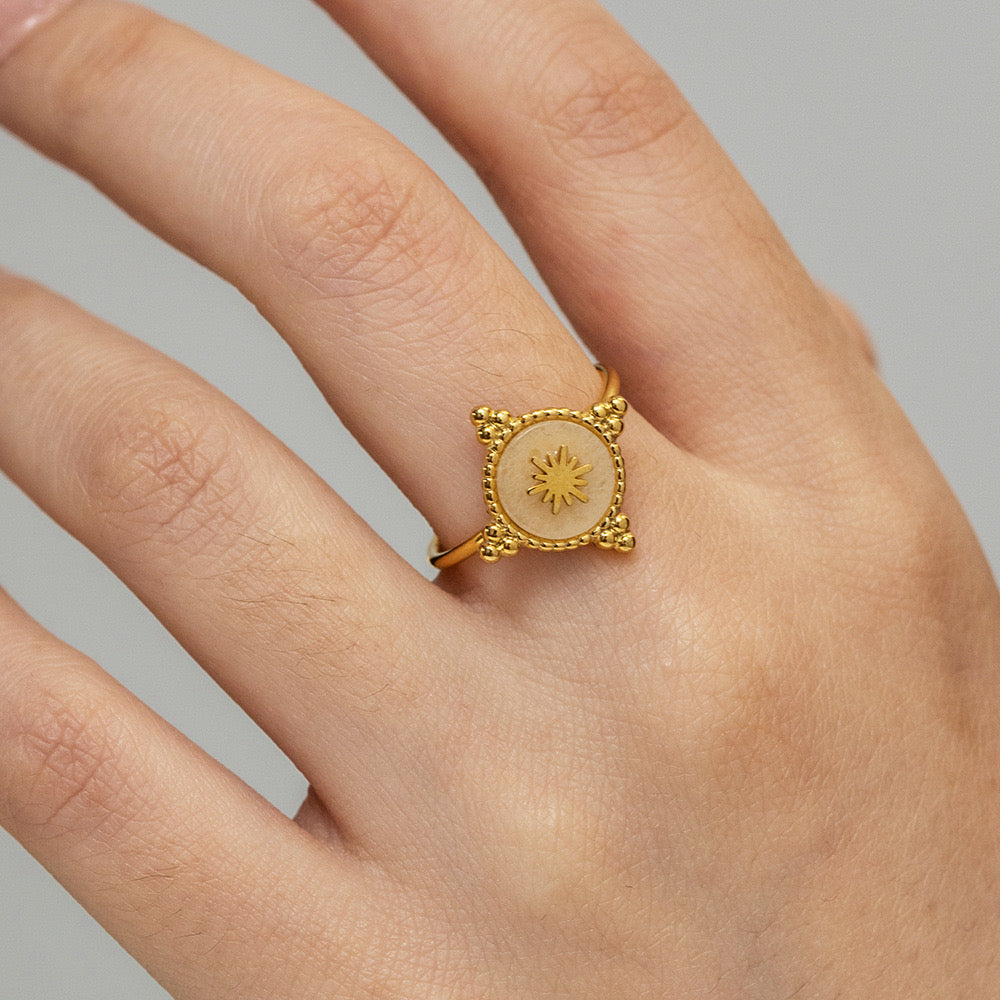 18K Gold Vintage Inspired Compass Ring