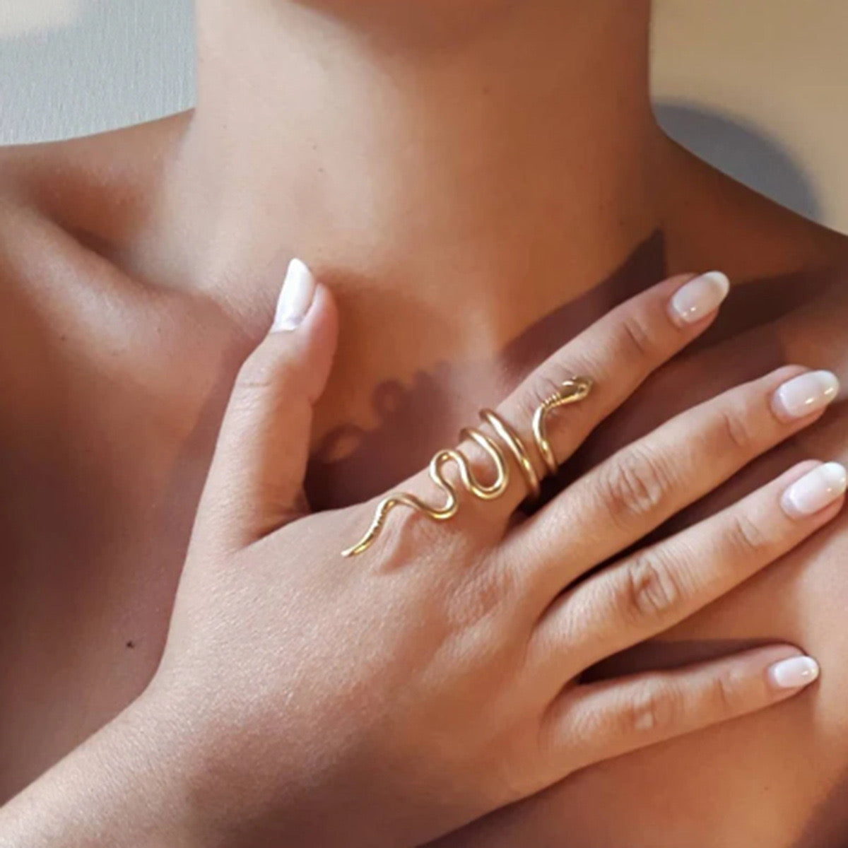 18K Gold Serpent Statement Ring