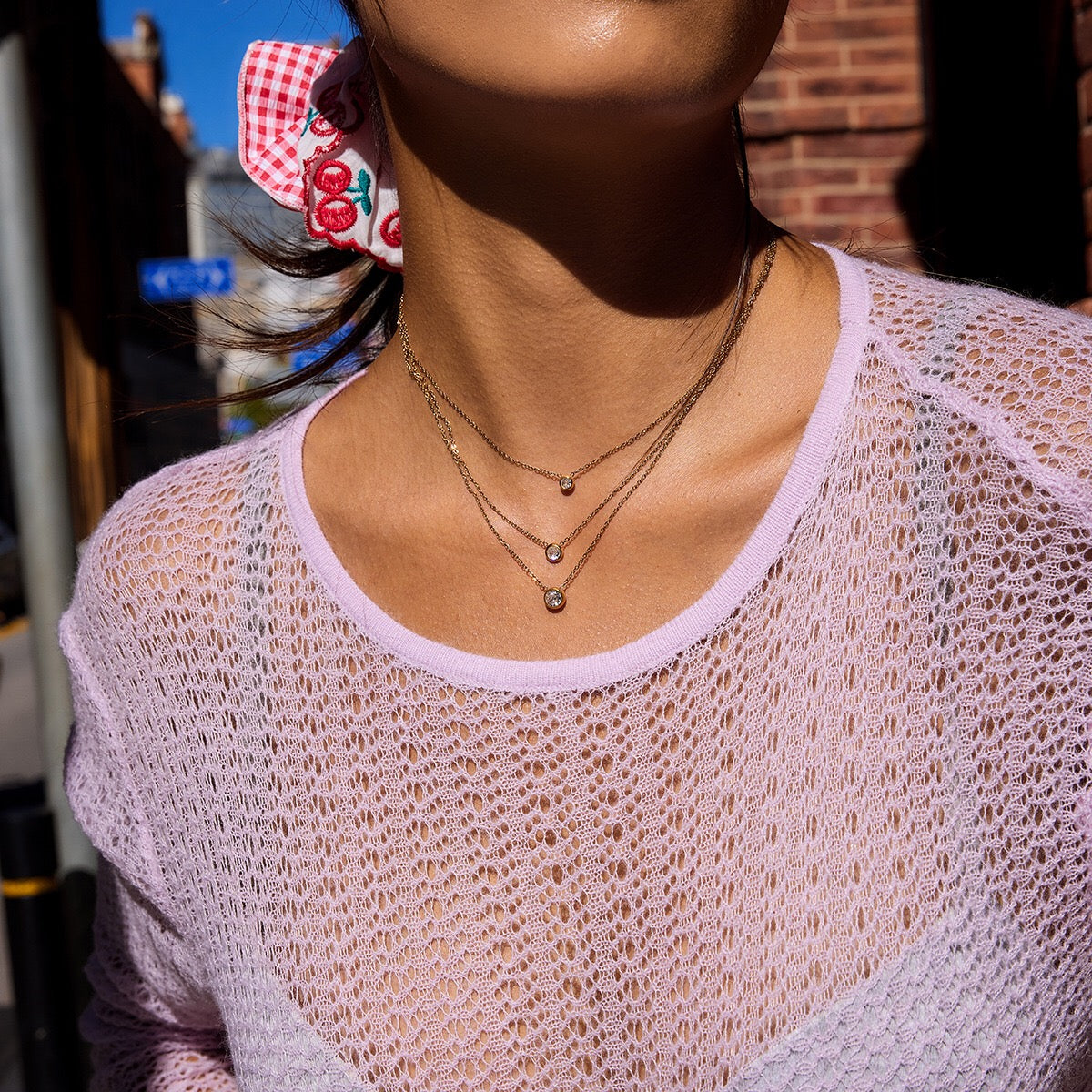 18K Gold Soft Spark Dainty Chain Layered Necklace Set