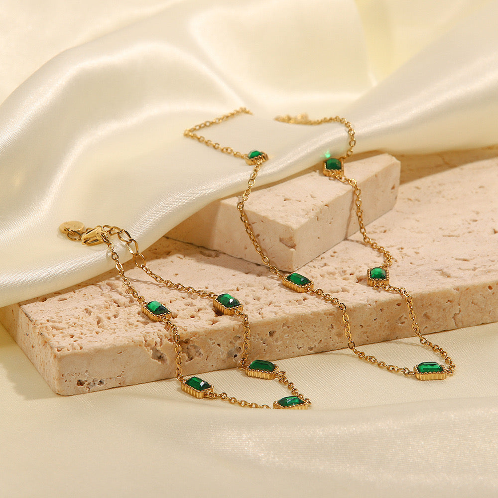 18K Gold Minimalist Emerald Bracelets