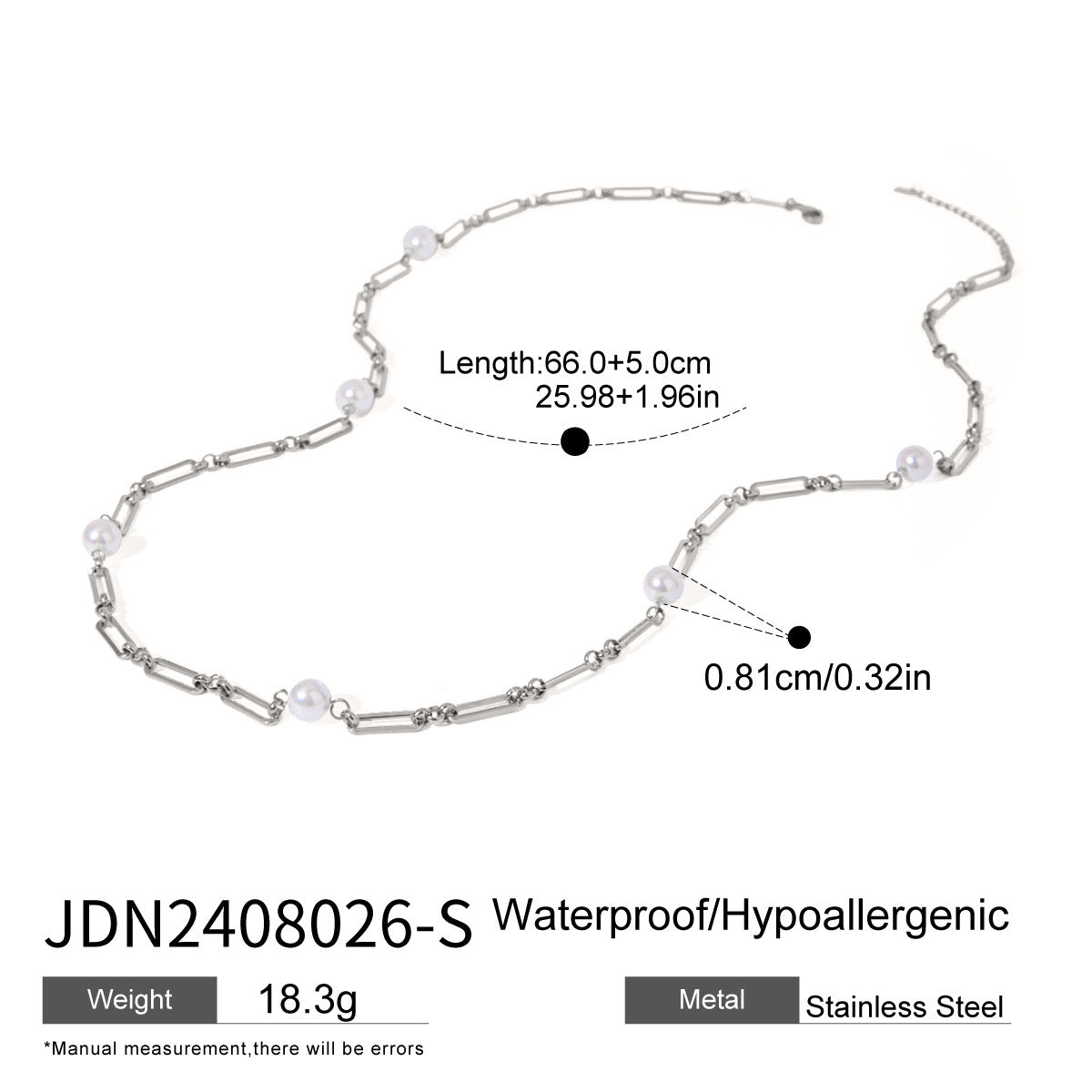 18K Gold Paperclip Chain Pearl Chain Extra Long Necklace