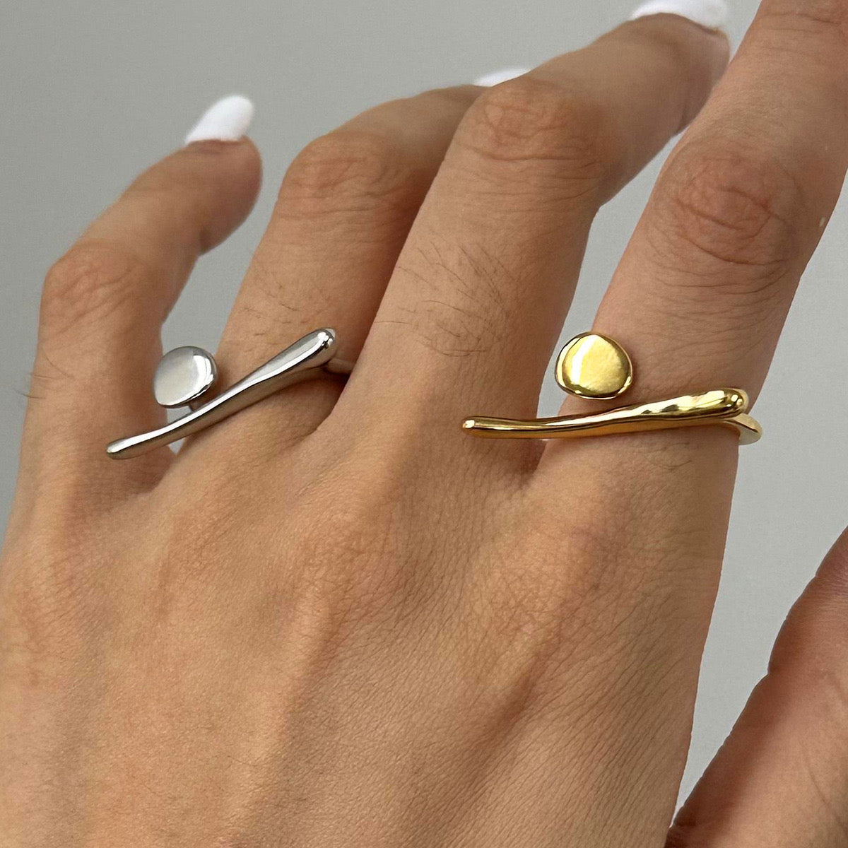 18K Gold Unique Geometric Statement Ring
