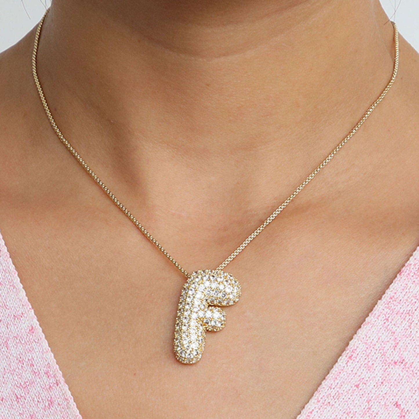 14K Gold Celebrity Initial Pendant Necklace -