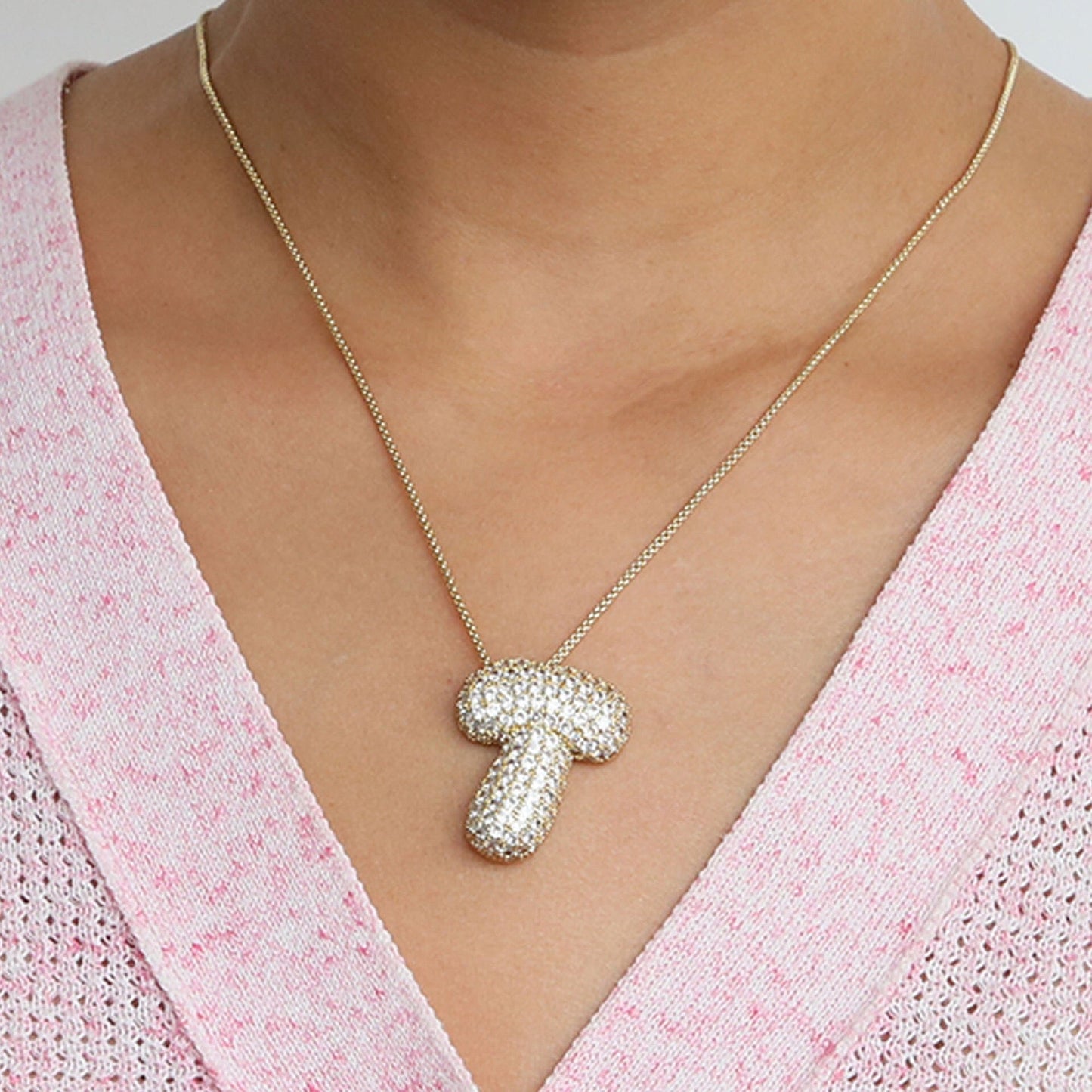 14K Gold Celebrity Initial Pendant Necklace -