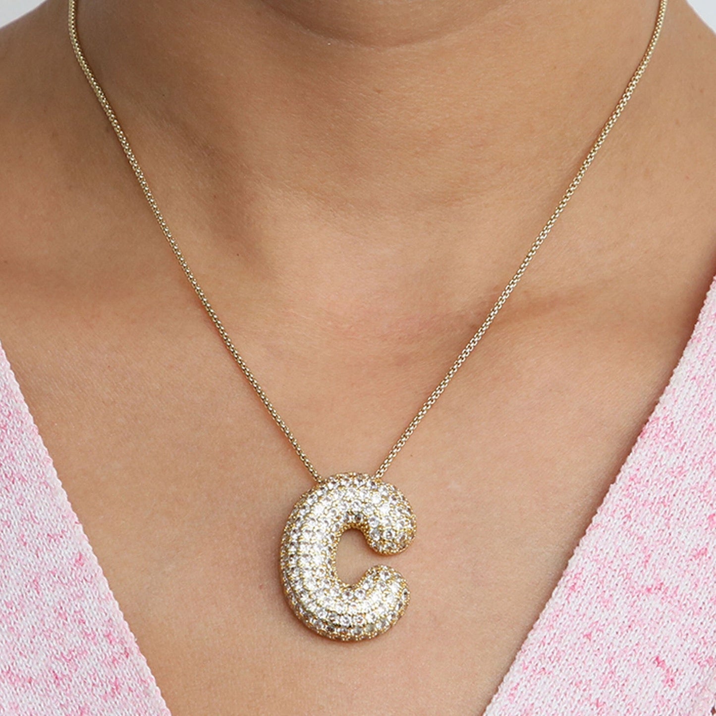 14K Gold Celebrity Initial Pendant Necklace -