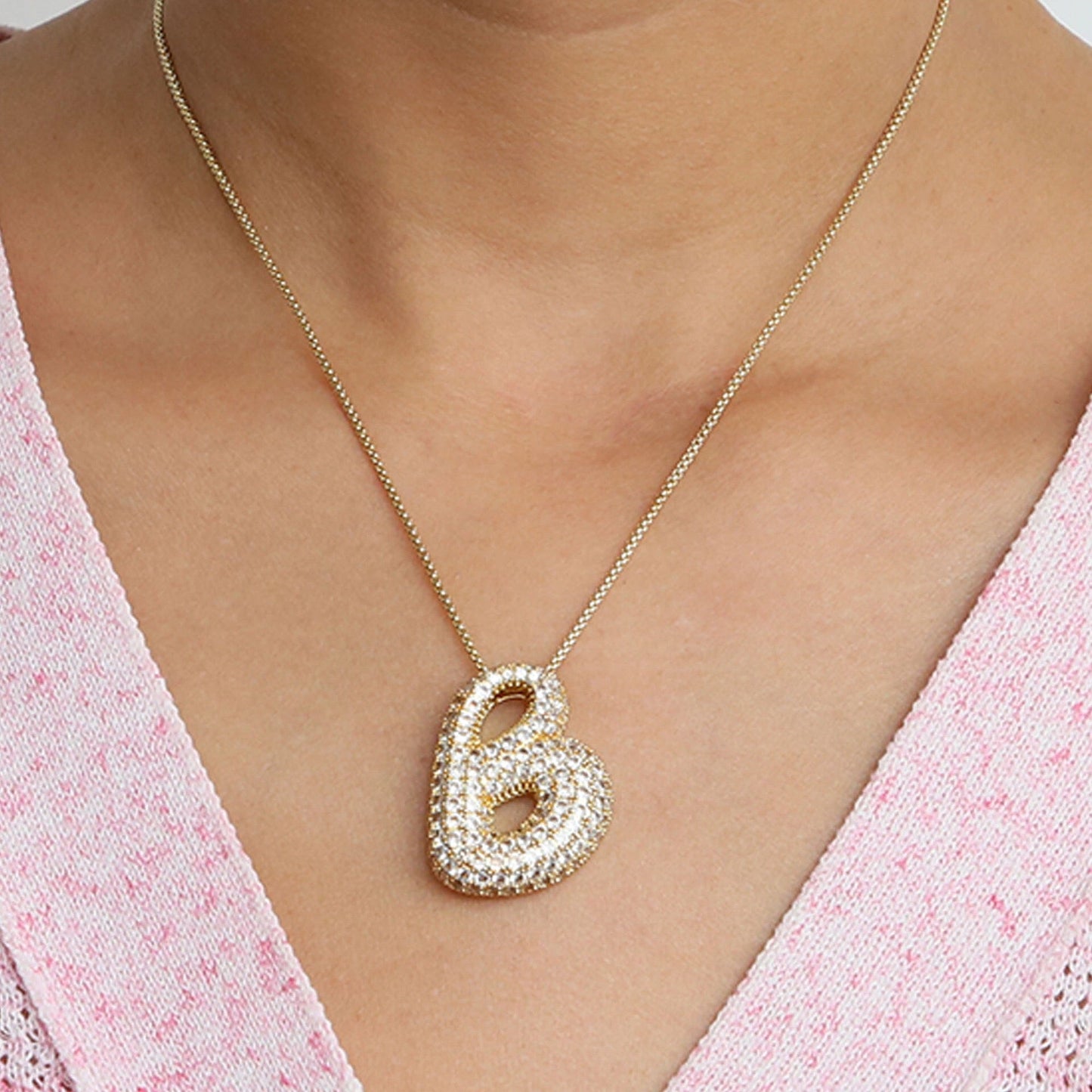 14K Gold Celebrity Initial Pendant Necklace -