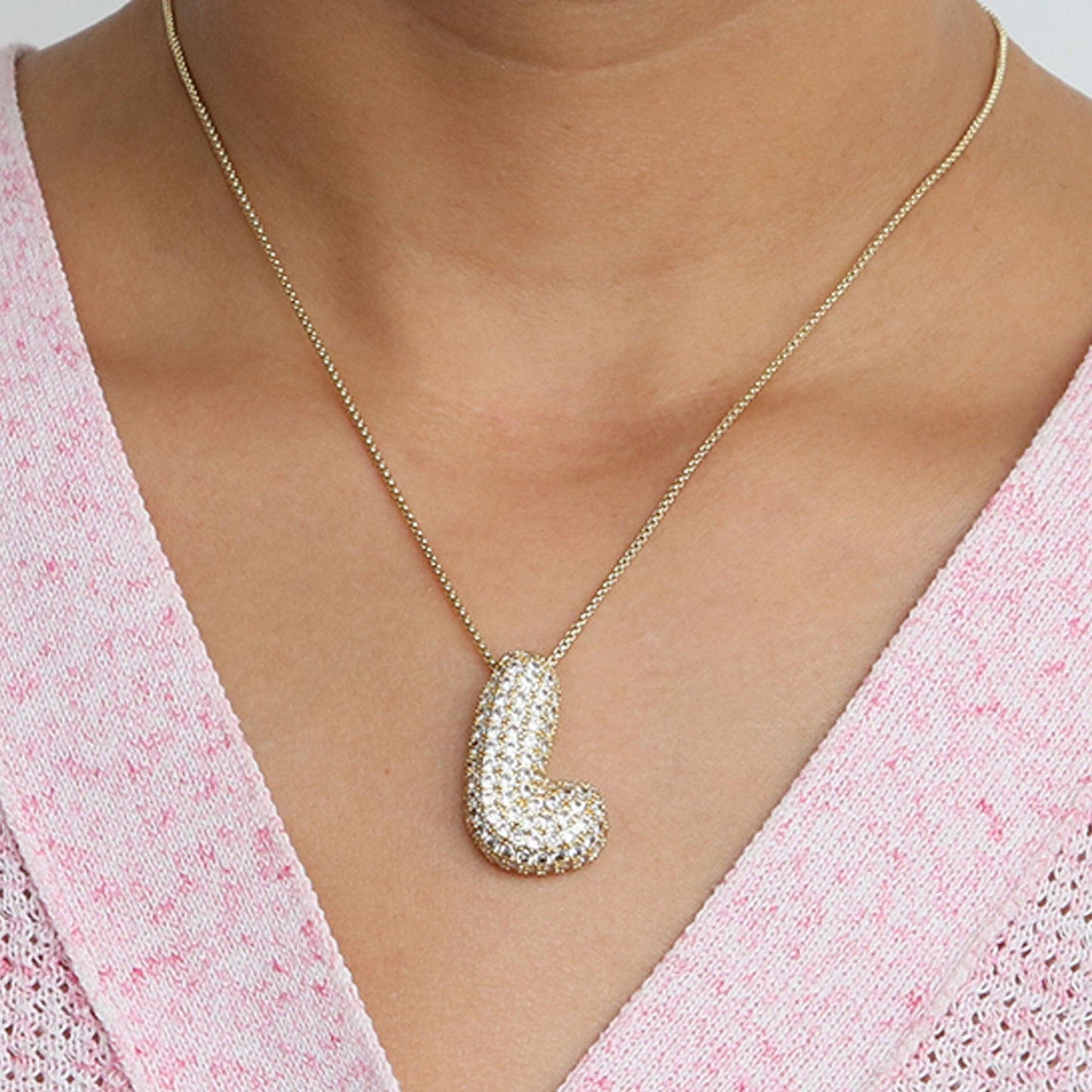 14K Gold Celebrity Initial Pendant Necklace -